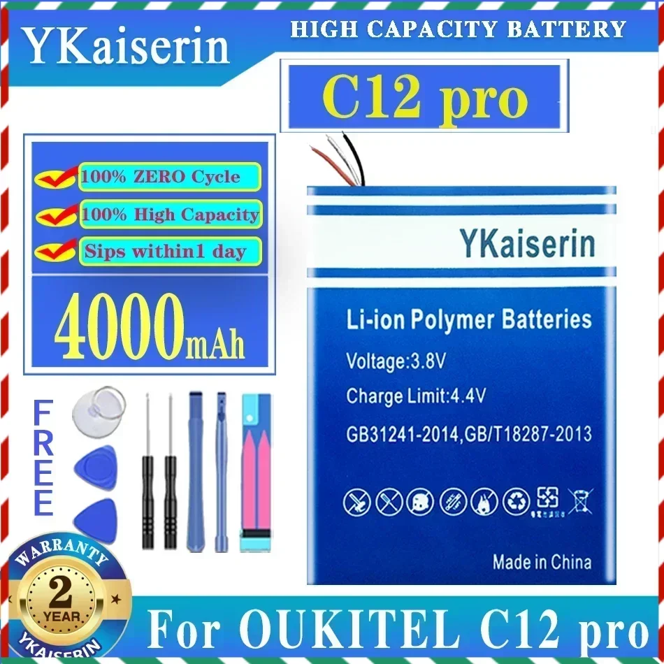 YKaiserin  new For  Oukitel C12 Pro Battery High Capacity 4000mah Battery Backup Replacement for Oukitel C12Pro Smart Phone