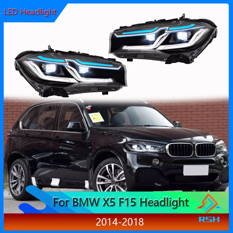 

For BMW X5 F15 2014-2018 Headlight Assembly Modification 2023 LED Headlight Lens Daytime Running Light Streamer Turn Signal Lamp
