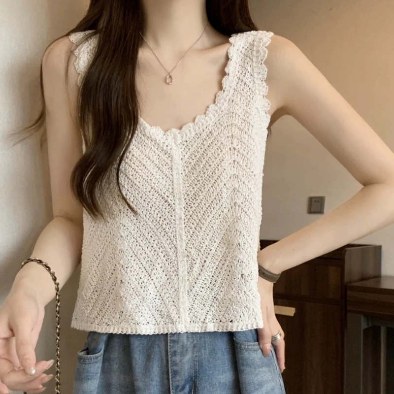 

Fashion Academy Sweet Temperament Tank Top Women's Summer New Style Retro Casual Outerwear Strap Short Sleeveless Top Trendy