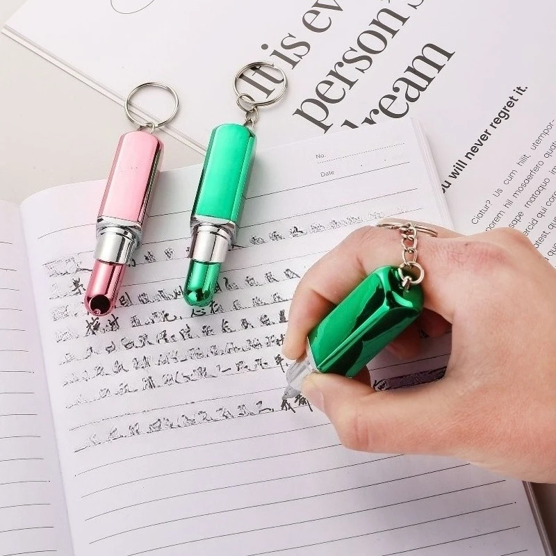 3Pcs Novelty Lipstick Shaped Round Gel Pen - Bright Colors, Suitable For School, Office And Daily Writing - Stationery