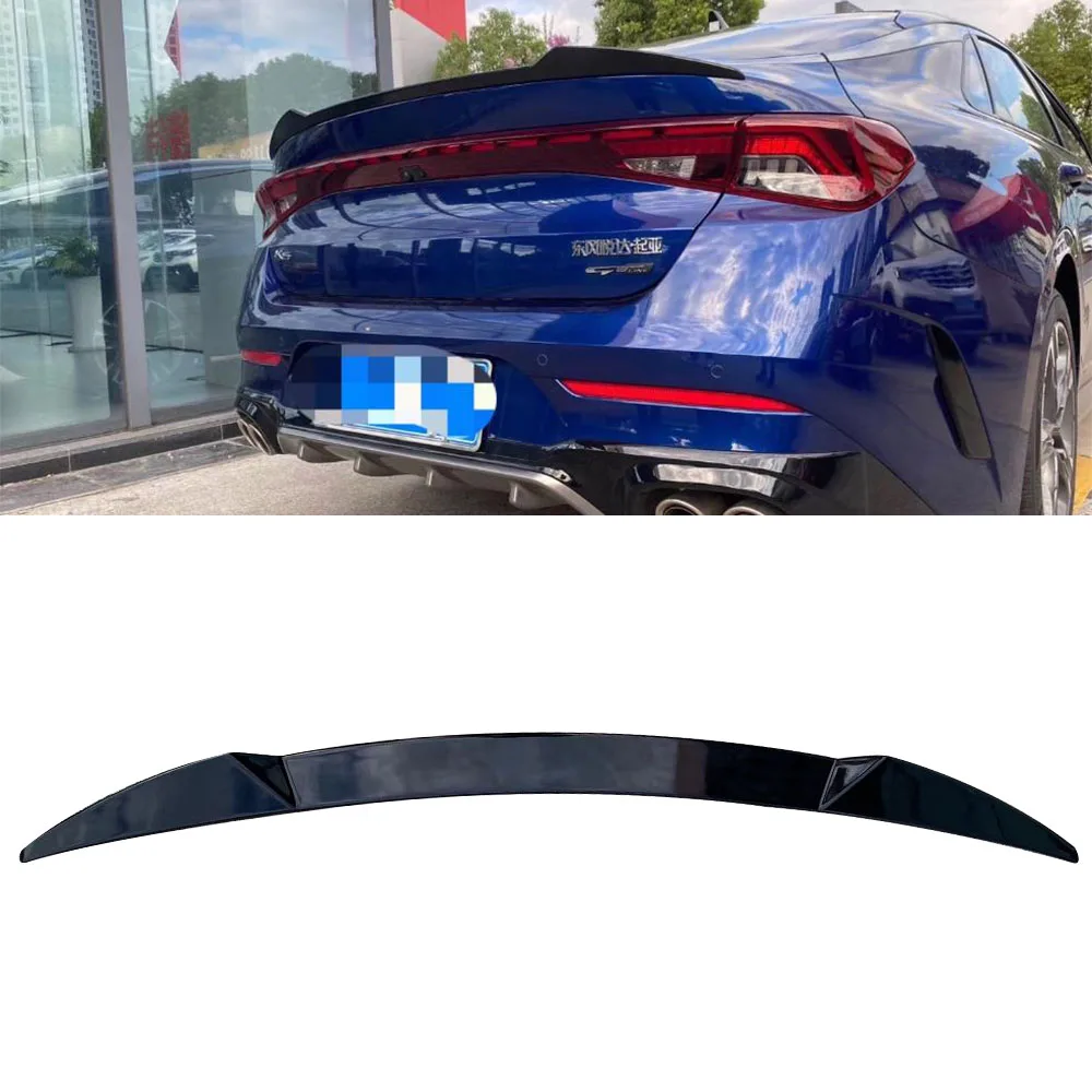 For KIA K5 Optima 2021-2023 Splitter High ABS Plastic Gloosy Black Rear Trunk Boot Lip Spoiler Car Tail Wing Decoration V Style