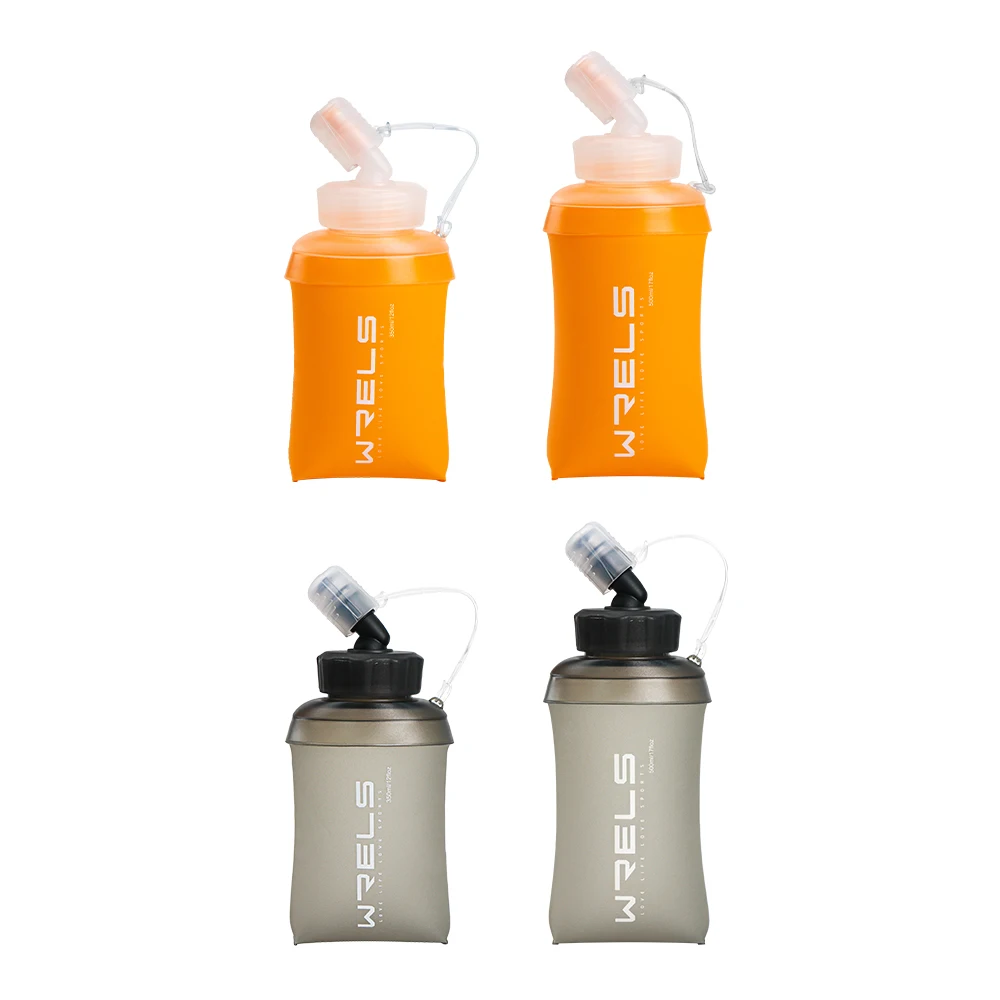 WRELS 350ml 500ml Water Bottle BPA-Free Foldable Soft Flask TPU Sport Water Bag Silicone Straw Outdoor Sport kettle for Running