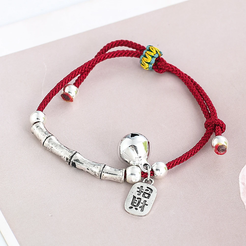 

Charm Bracelet Lucky Bamboo Bells Red Rope Adjustable Bracelet for Women Wealth Auspicious Amulet Bangle Wrist Jewelry Gift