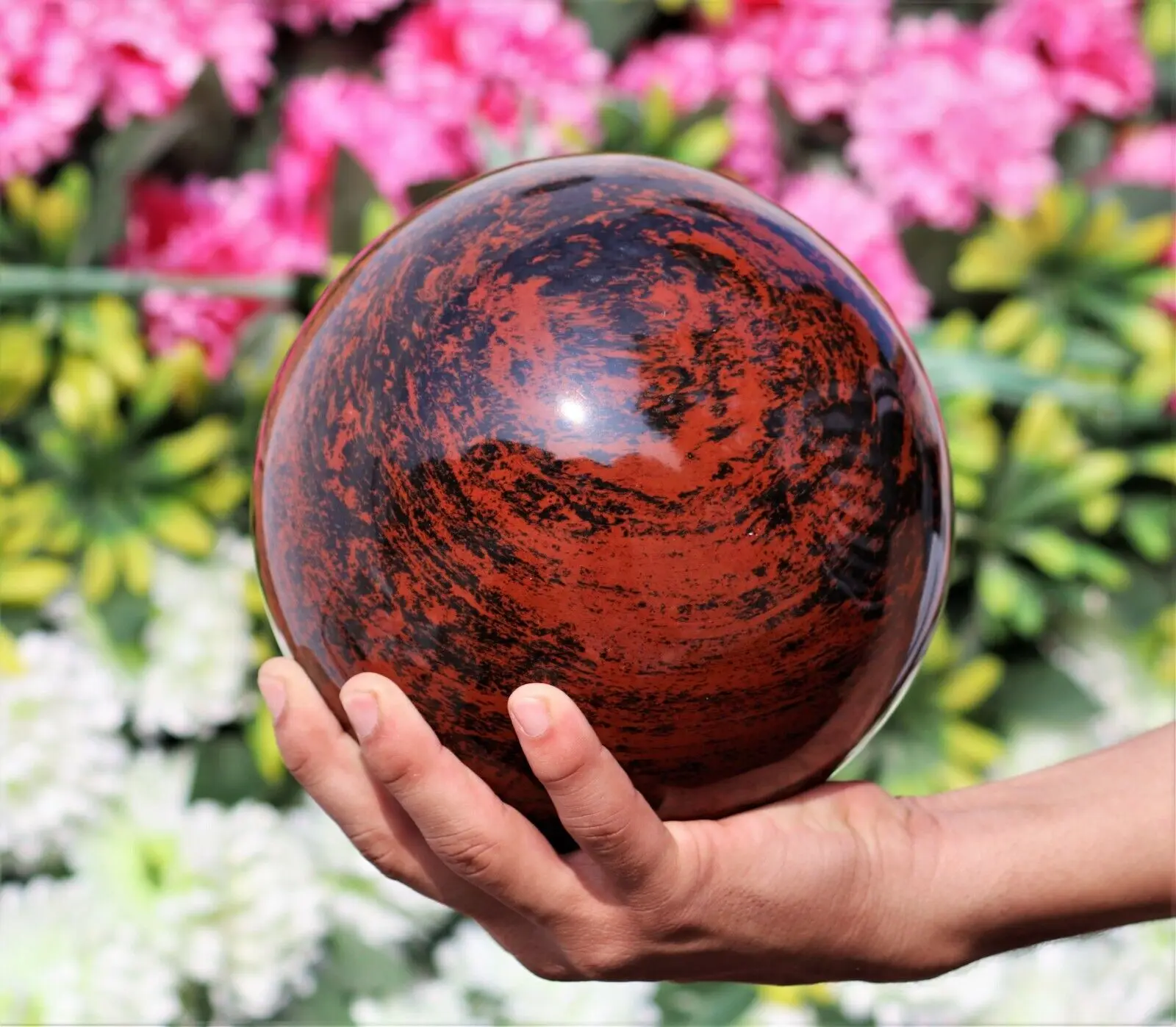 Natural Red Mahogany Obsidian Jasper Healing Meditation Power Aura Sphere