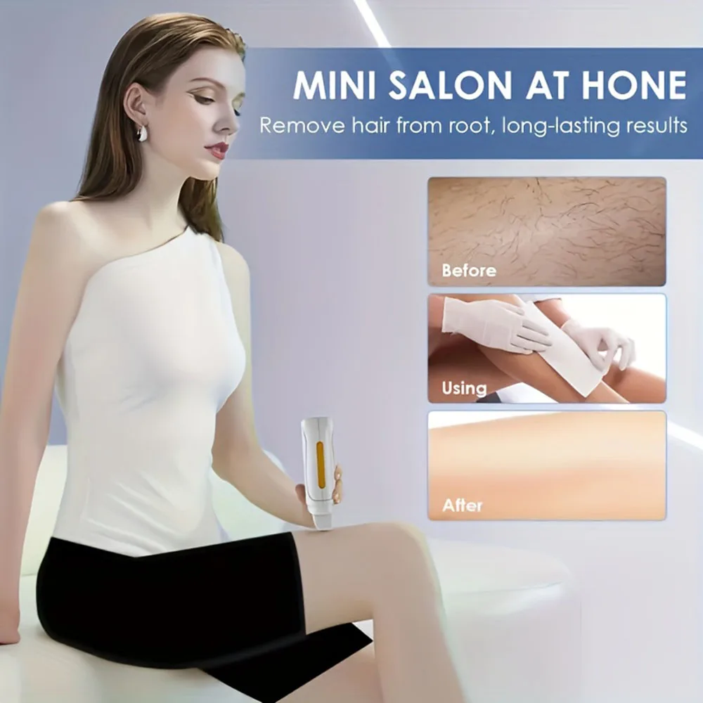 Roll-On Wax Waxing Kit for Women Men with Sensitive Includes 1 Wax Cartridge 50 Wax Strips 5 Wipes 110V Voltage Use