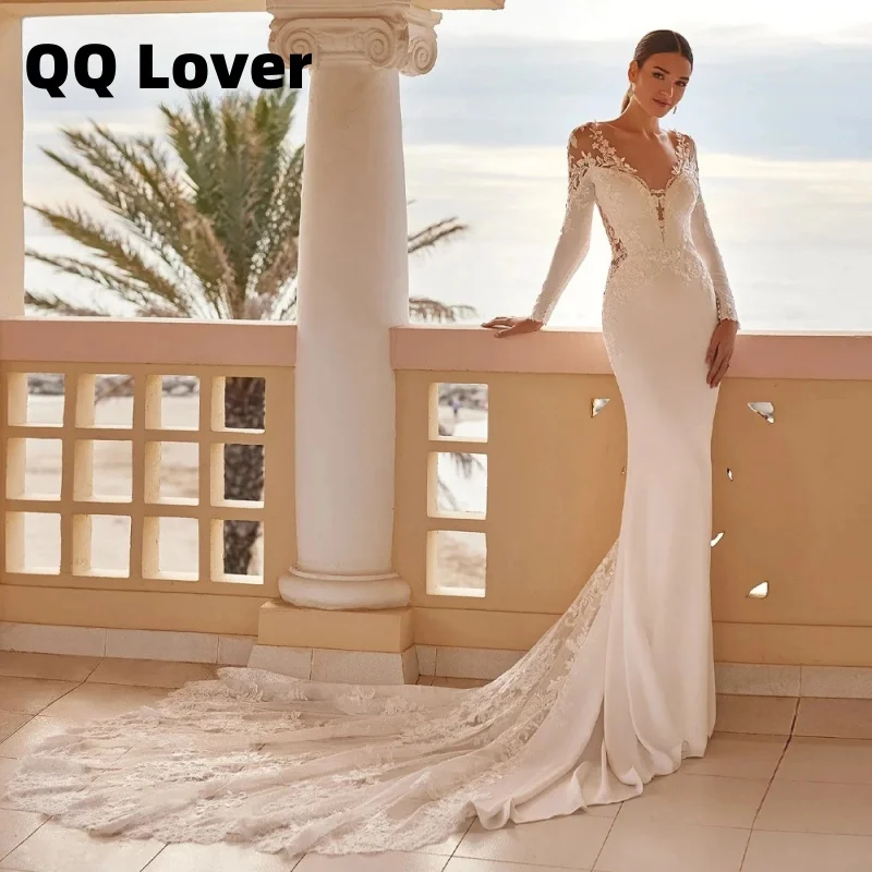 

2025 Wedding Dresses for Women Lace Appliques Mermaid V-Neck Court Train Vestido De Casamento Customized