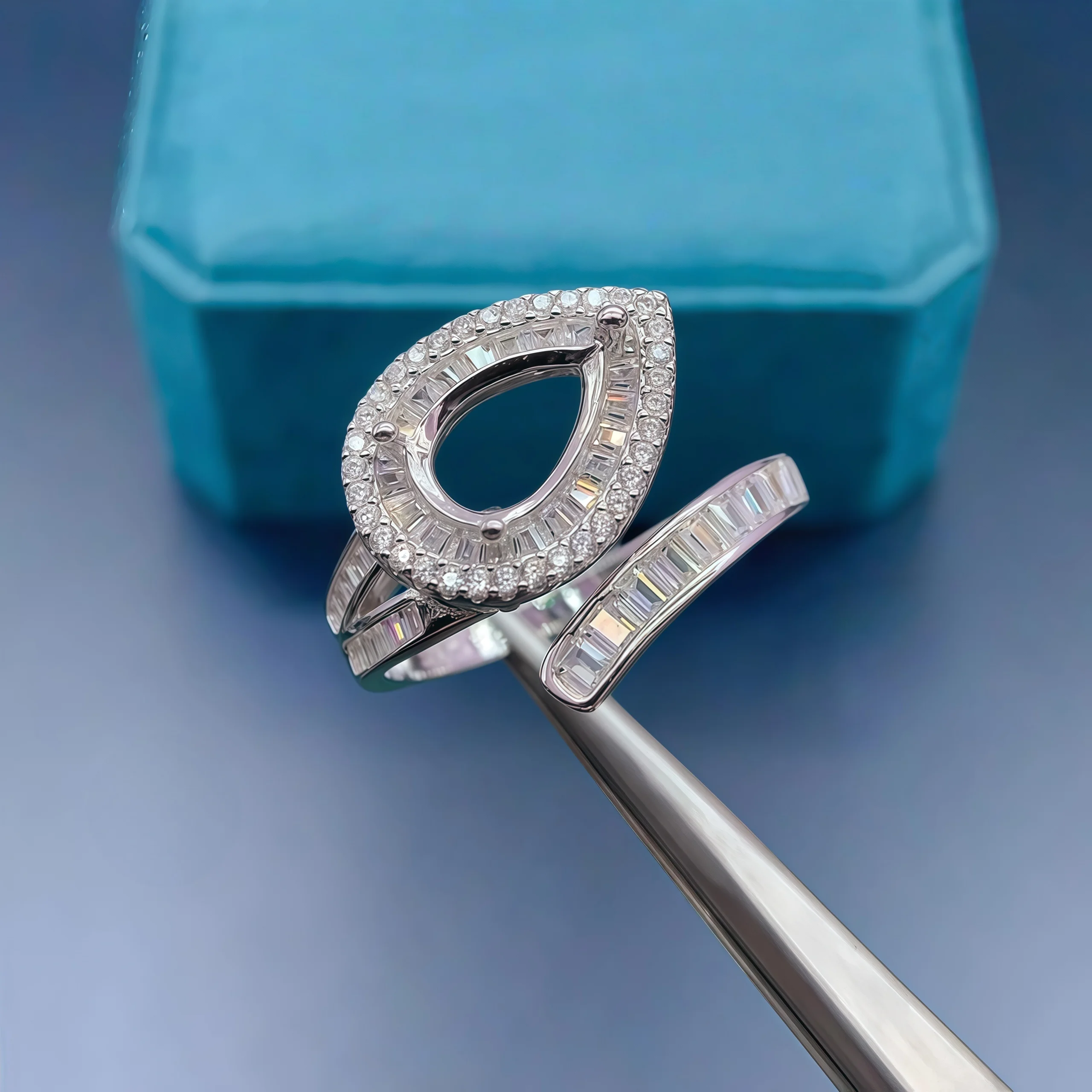 

Модное кольцо «сделай сам», пустой держатель, стерлинговое серебро S925, 6*8 мм, камень с каплями воды, циркон, изысканные очаровательные свадебные украшения для женщин