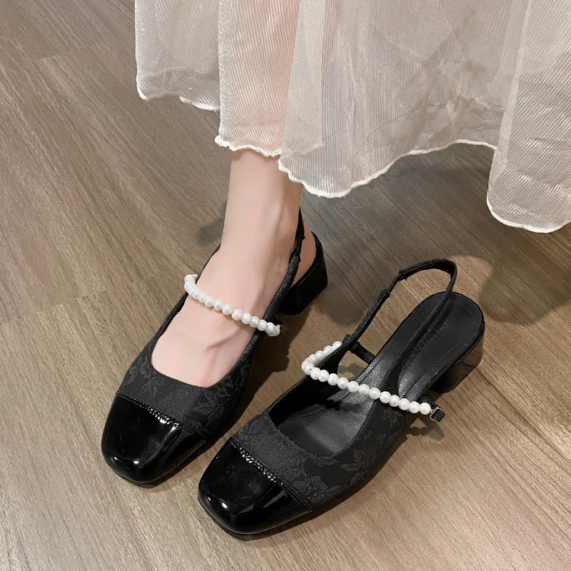 

2024 Spring Summer New Women Sandals Elegant Vestido Shoes Robust High Heels Ladies Thick Soles Mary Jane Style For Casual Wear