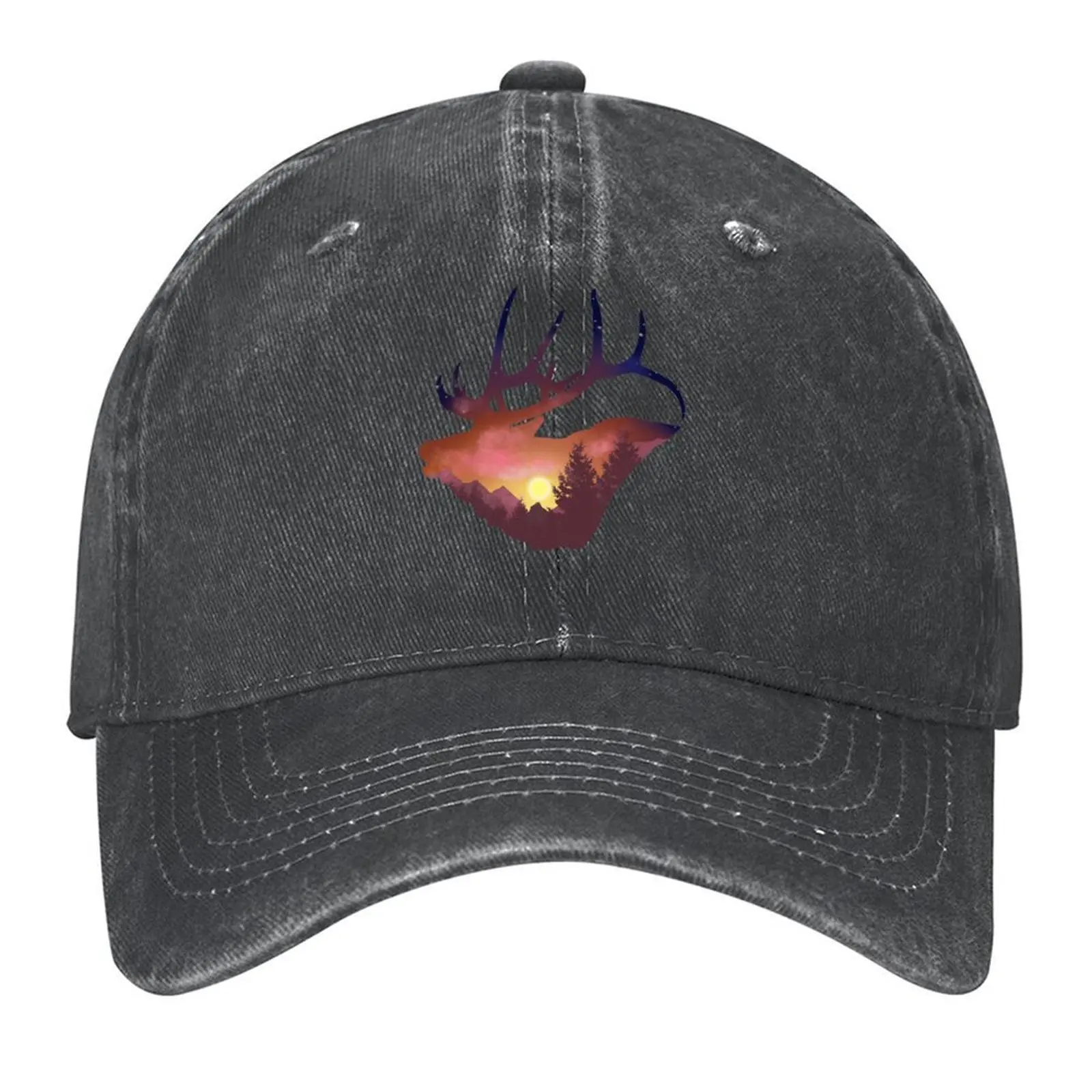 

Elk Sunset Design Baseball Cap Hood Mountaineering Trucker Cap Luxury Brand Boy Child Women's