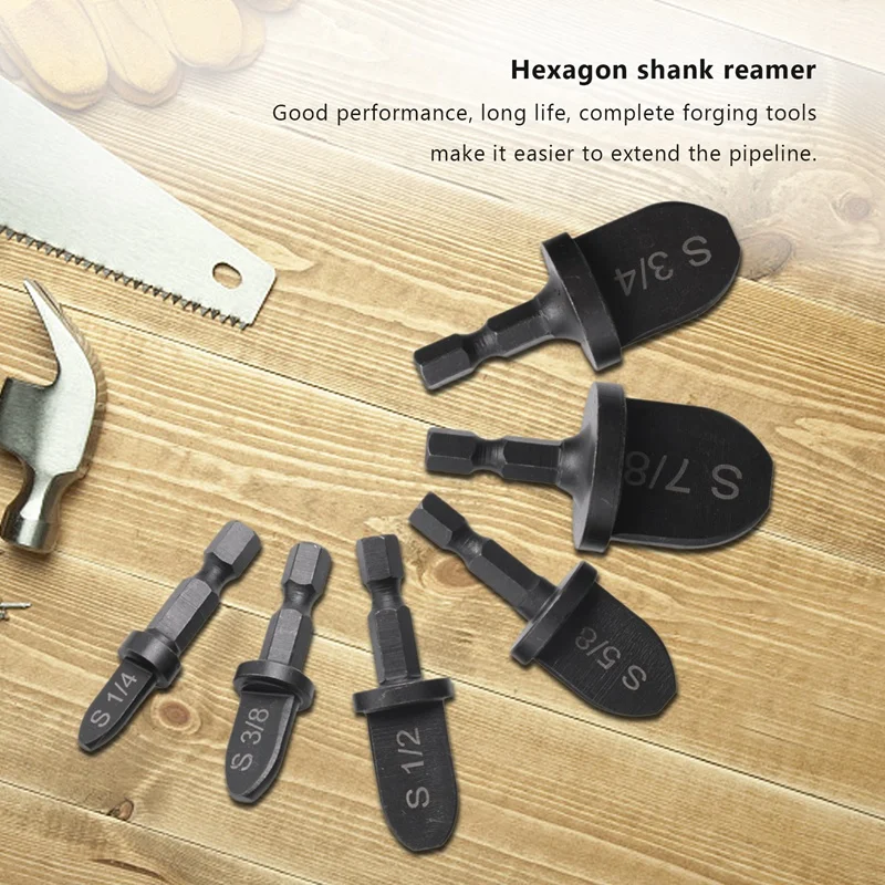 6 Pcs Hex Handle Air Conditioner HVAC Tools Multifunction Manual Bearing Steel Swaging Tool Drill Bit Set