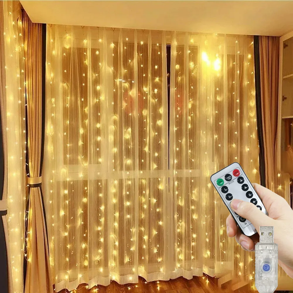 

Valentine's Day USB Remote LED Curtain Lights 8 Modes for Wedding Bedroom Wall Window Home Decor Eid Decor LED Garland Lamp