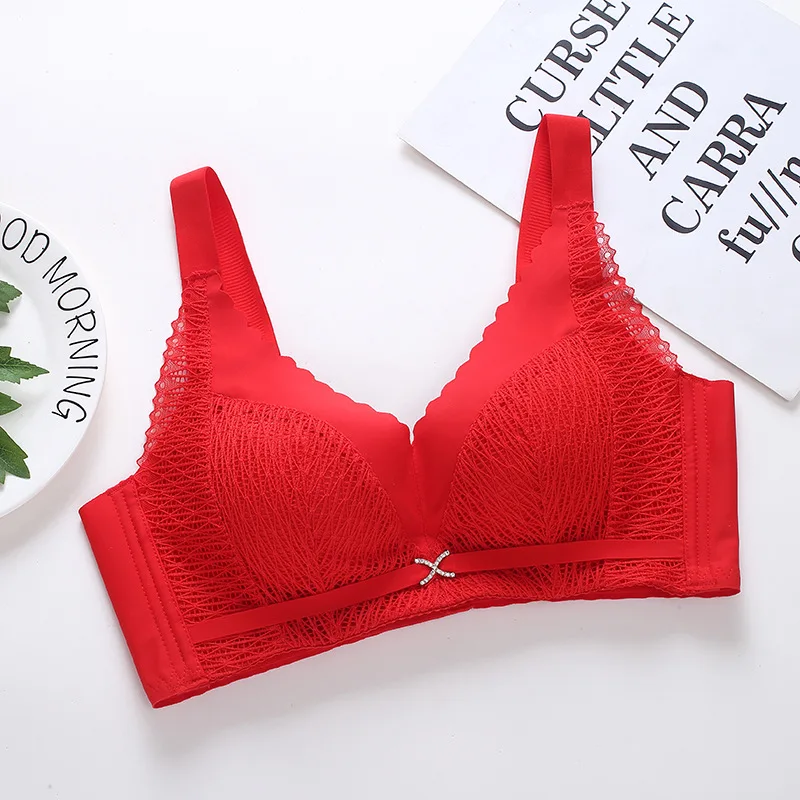 Women Comfortable Non-steel Rings Underwear Female Wide Straps Underwear Female Small Breasts Gathered Brassiere Women Soft Bras