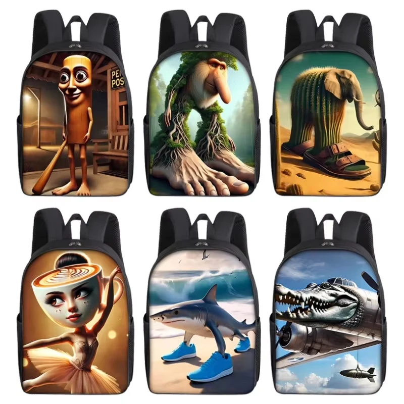 

Italian Brainrot Kids Anime Printed Schoolbag Tung Tung Tung Sahur Cute Backpack for Children Funny Meme Knapsack Book Bag Gifts