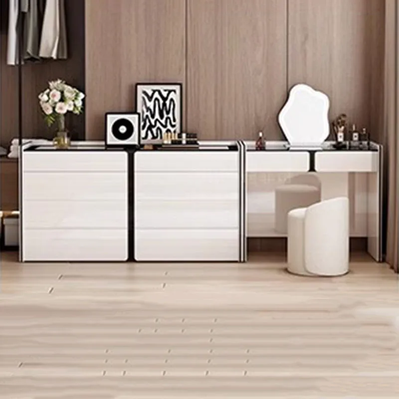 White Wood Vanity Table Girl Cheap Comfortable Beauty Cosmetics Modern Dressing Table Nail Penteadeira Postmodern Furniture