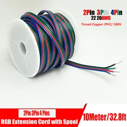 Biriktirme ile 22AWG 20 AWG 2/3/4 Pin iletken tel, LED şerit kabloları için PVC 300V 80 ° c ev elektroniği tel (32.8FT)