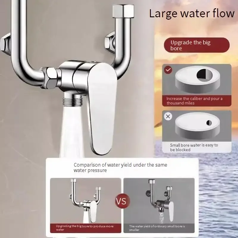 

water heater accessories Complete household shower Stainless steel electric water heater U-type mixing valve hot and cold switch