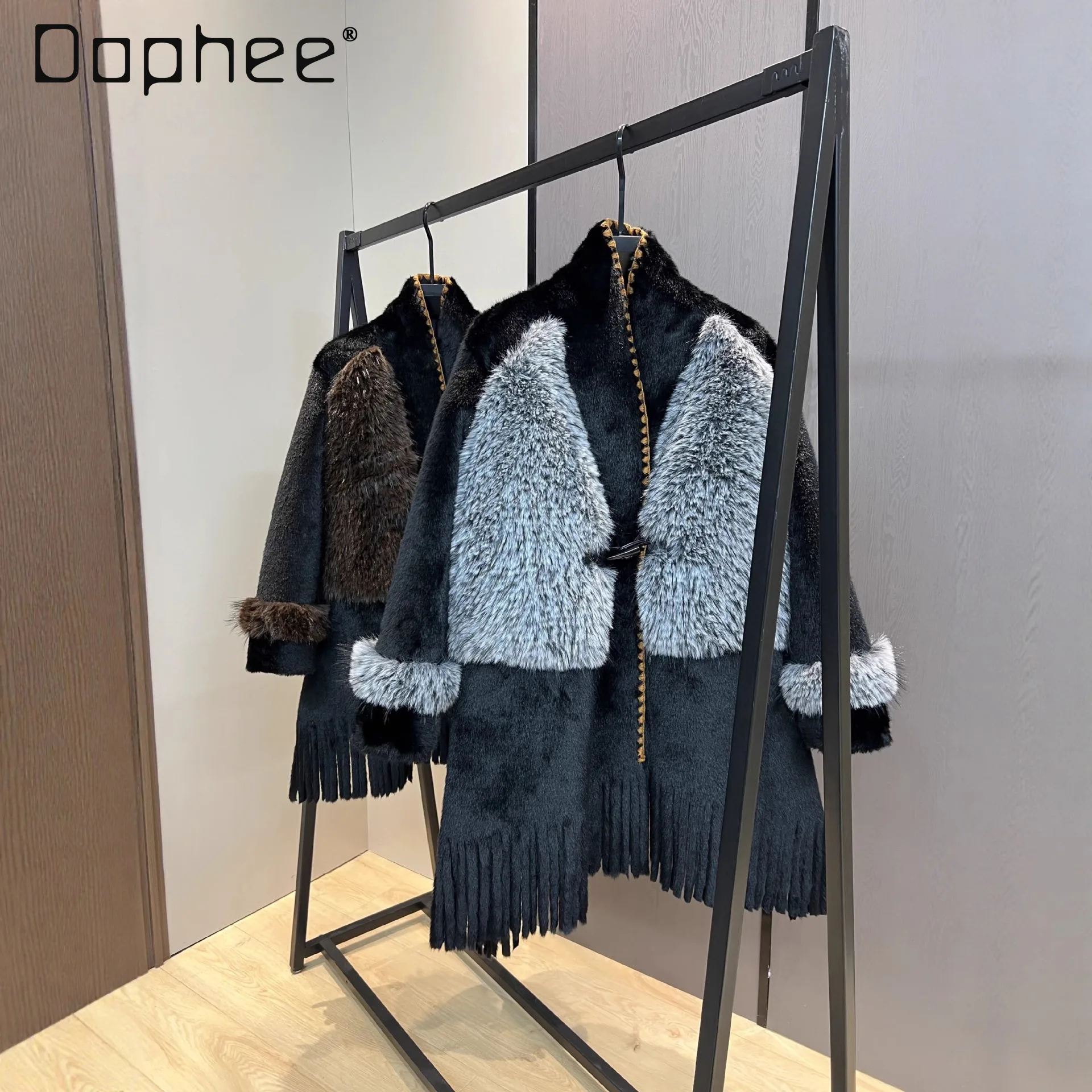 Winter Neue Mid-Länge Elegante Pelzigen Mantel Europäischen Nerz Faux Pelz Integrierte Warme Mantel für Frauen Winter Jacke