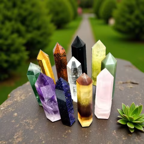 Natural Stone and Crystals Point Wand Witchcraft Rose Quartz Amethyst Home Decor Mineral Reiki Healing Stones Crafts Room Decor