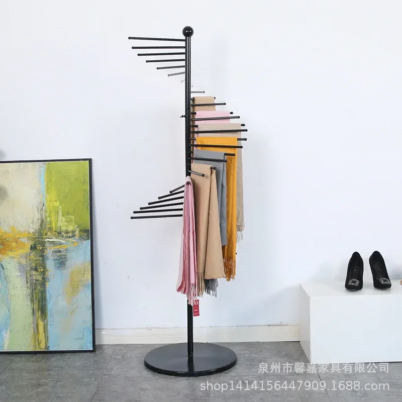 Factory direct sales, gold scarf rack, floor display rack, creative scarf, silk scarf display rack, round shelf, coat rack.