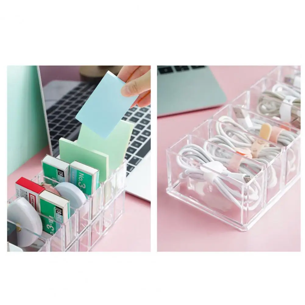 Multi-compartment Storage Box Transparent Box for Organizing Acrylic Makeup Organizer with 8 for Lipsticks for Vanity