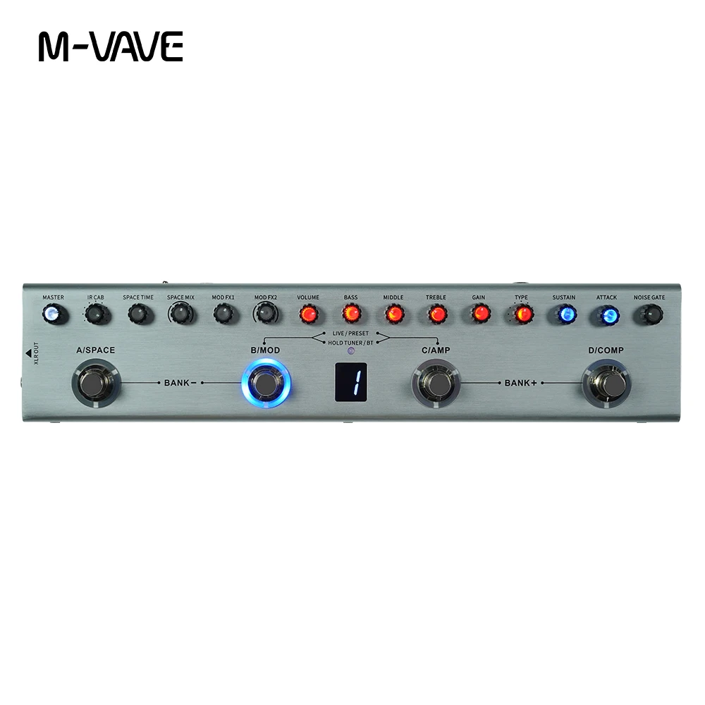 

M-VAVE Tank-B BASS Multi-Effects Pedal Rechargeable 36 Presets 9 Preamp Slots 8 IR Cab Slots 3Modulation/Delay/Reverb Effects