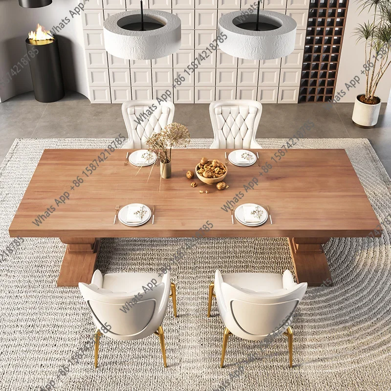 Mesa de Jantar Retangular X6 Sm de Madeira, Estilo Nórdico, para Eventos, Festas em Casa, Estudo, Cozinha e Café, com Cadeiras, Móveis para Casa