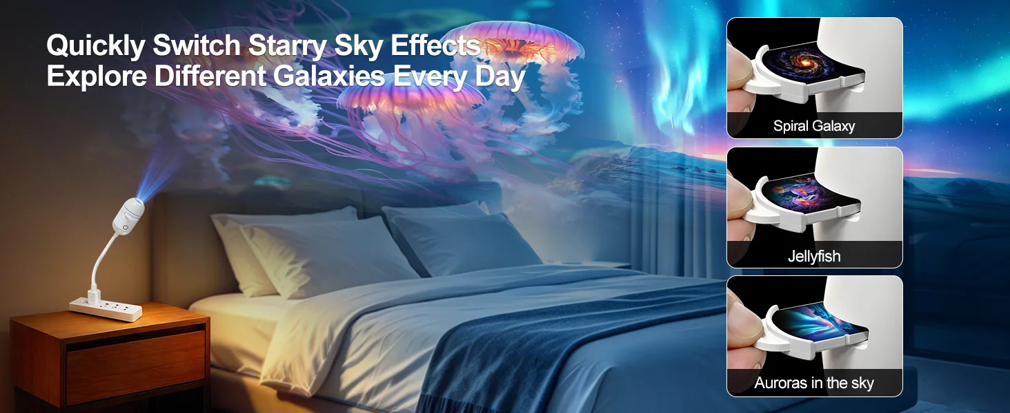 2 in 1 USB Galaxy Projector Light Adjustable Focus Car Interior Ambient Lamp Home Room Starry Star Kids Projection Night Light