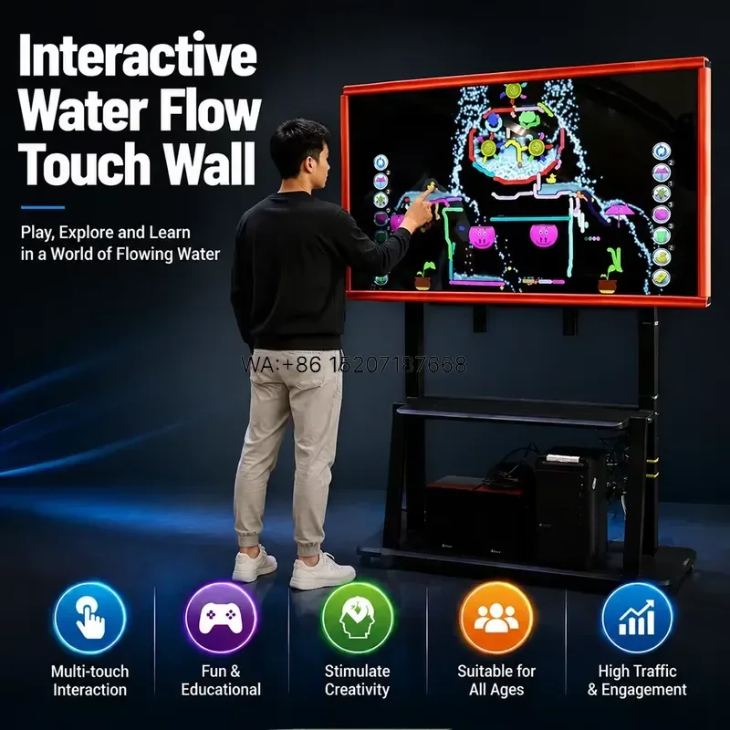 Wmwmnu for InteraGame Commercial All in one Touch Interactive Water Flow Wall Game Equipment for Indoor Children Playground