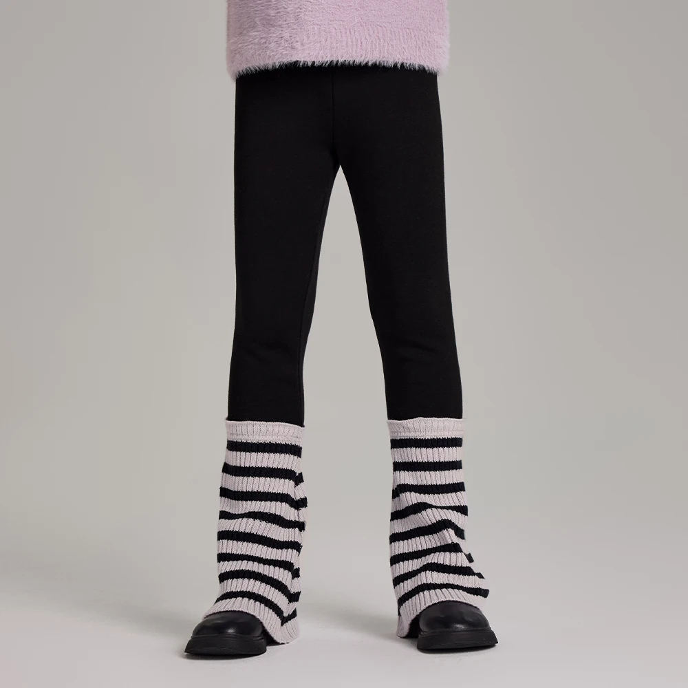 Dave Bella Girls Fleece-lined Leggings Winter Warm Knitted Stacked Stocks Pants 7-13 Years Kids Elastic Waist Trousers DK4263719
