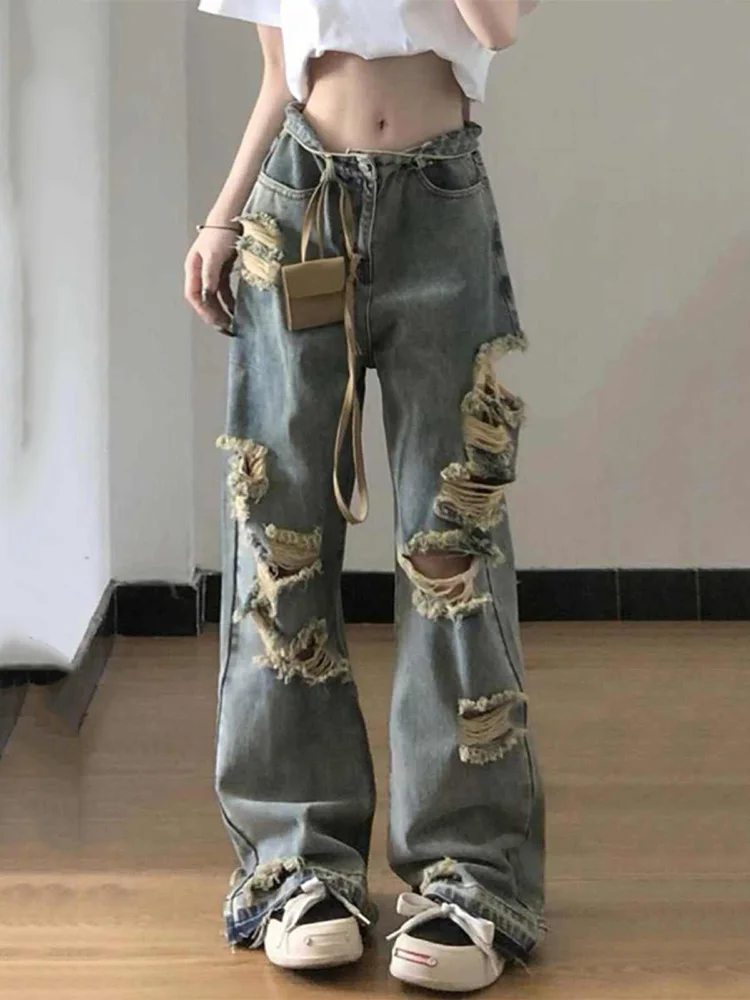 

Прямые джинсы в стиле ретро, женские весенне-осенние утягивающие широкие брюки длиной до пола, джинсовая уличная одежда с высокой талией