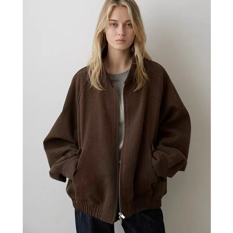 

Свободный крой, шерстяной тюре, двойная молния, воротник с диагональным узором, женская модная верхняя одежда, китайское производство, зимний сезон