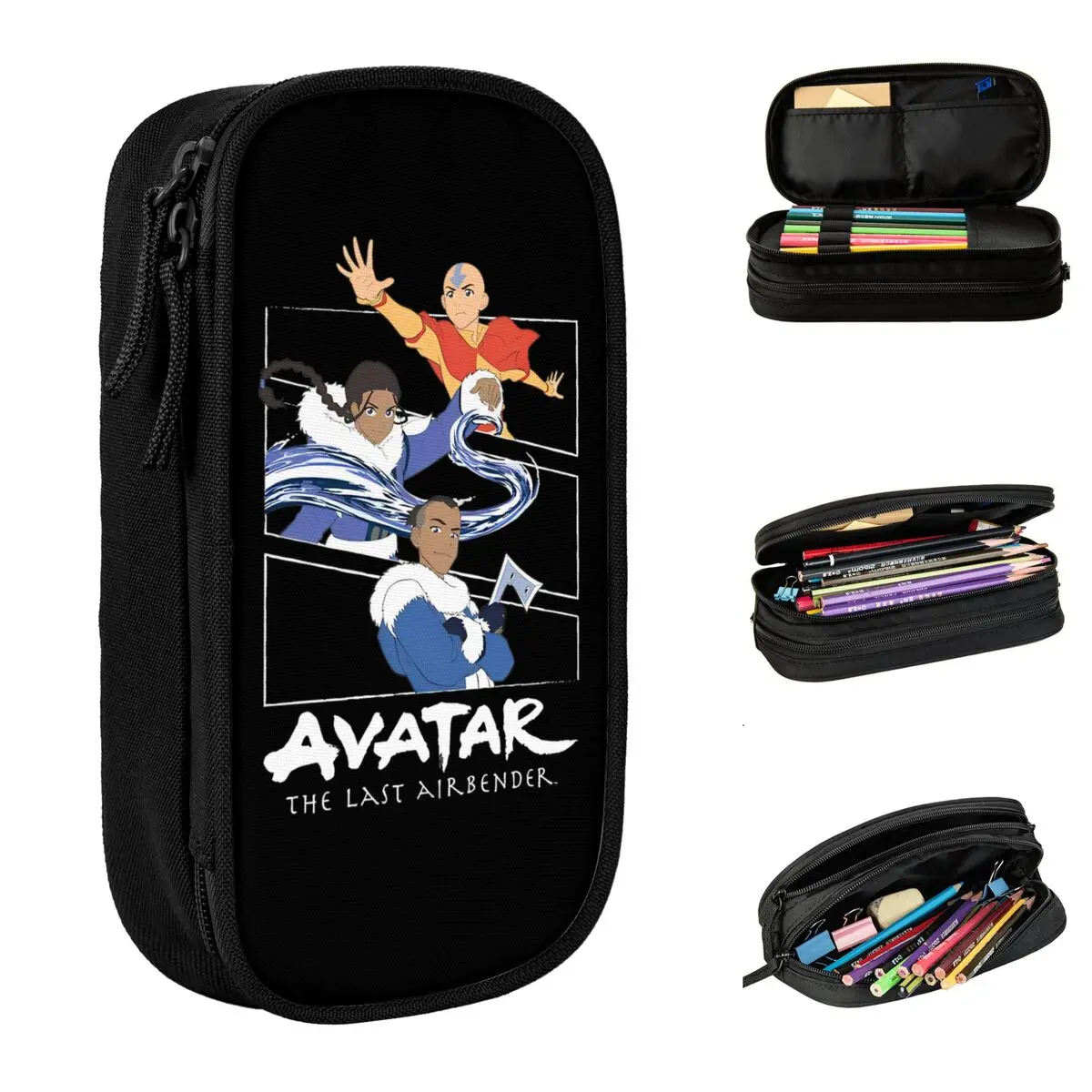 Avatar The Last Airbender Group Panels Pencil Cases New Pen Box Bag Kids Big Capacity School Supplies Zipper Pencil Pouch