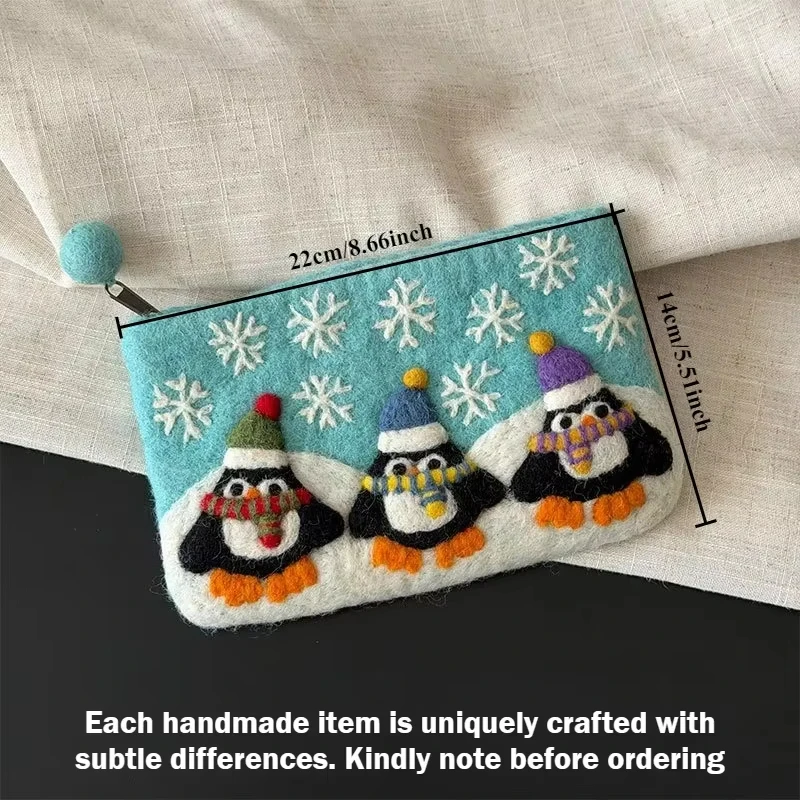 Handgefertigter Wollfilz-Münzbeutel, 3D-Cartoon-Tier-Geldbörse, Damen-Kartenhalter, Niedlicher Mini-Aufbewahrungsbeutel, Entzückende Weihnachtsgeschenke – Detail 4