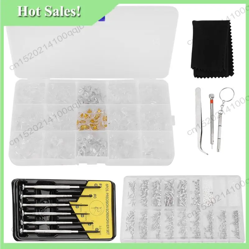 -FDDT Eyeglass And Sunglasses Repair Kit,Glasses Screws Kit And Nose Pads With 6 Pcs Screwdrivers And 3 Pcs Tools For Glasses