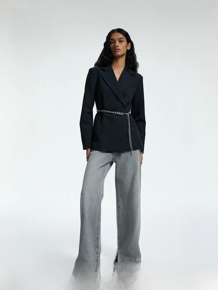 

Женский костюм H&M: повседневный, деловой, для работы, с поясом, осень 2025, полиэстер, спандекс, эластичное волокно