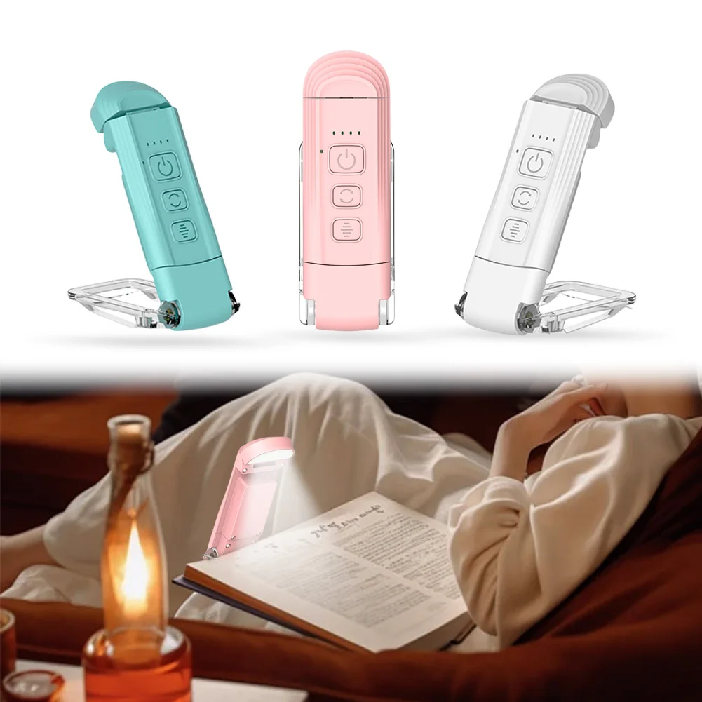 

USB Rechargeable Book Light Clip On Bookmark Light 3 Light Colors & 5 Brightness LED Reading Light Auto OFF for Kids Bookworms