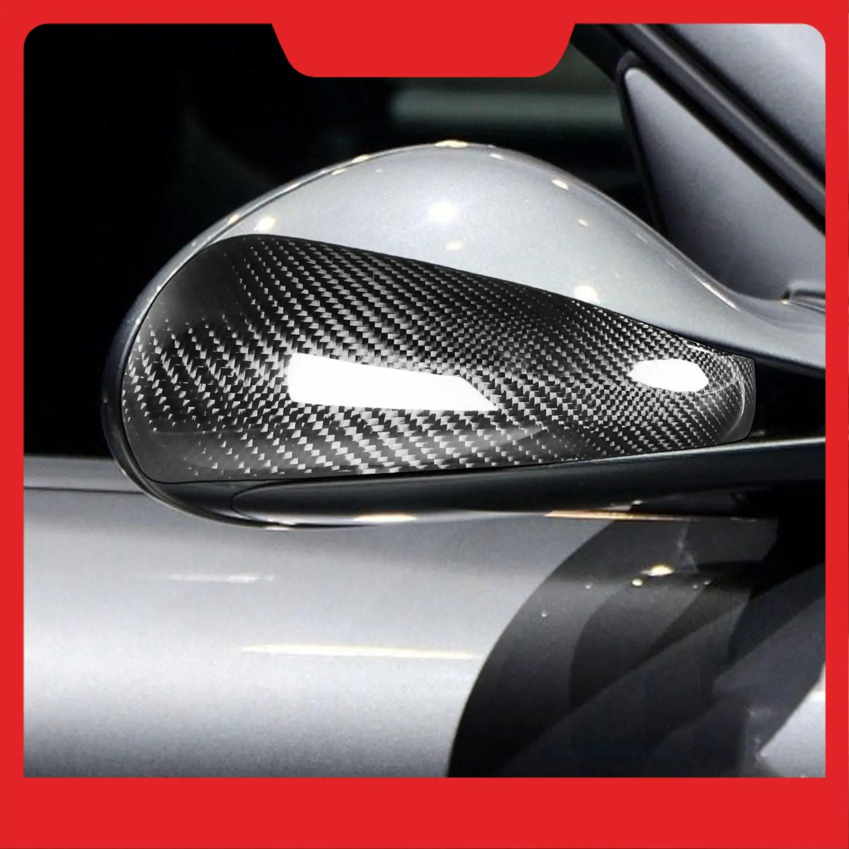 

2Pcs Rearview Mirror Cover Add-On Carbon Fiber Cap Fit For-Porsche Boxster/Cayman 997 911 987 Car Side Mirror