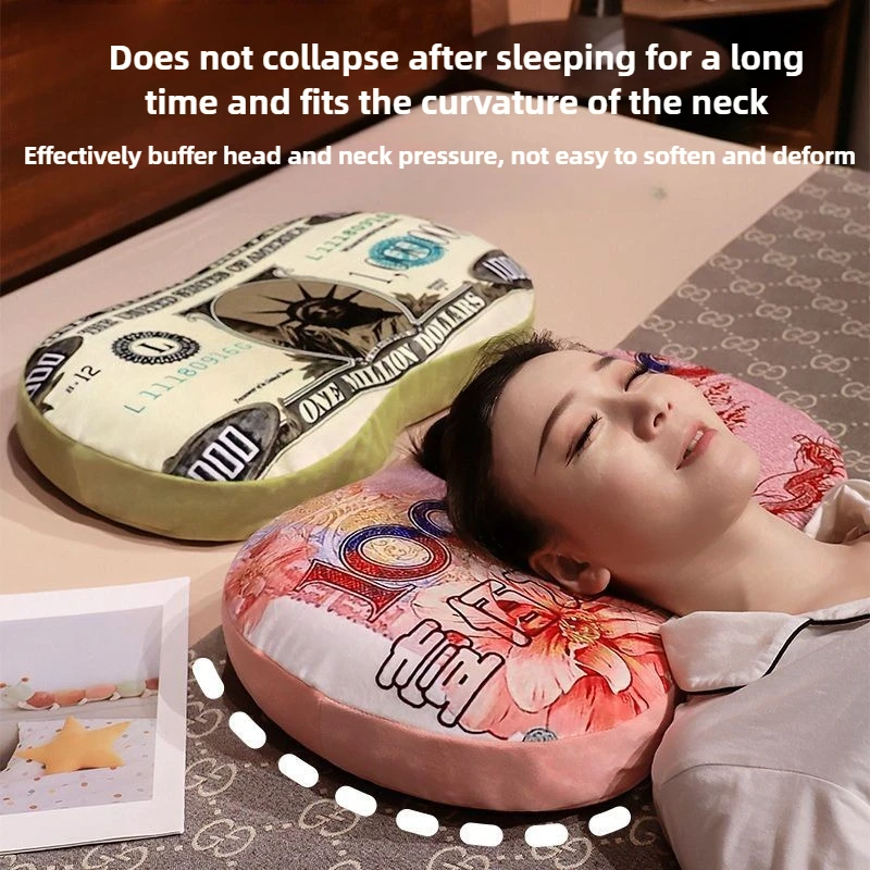 USD Printed Cat Belly Pillow,Home Neck Protection and Sleep Massage Pillow,Sofa Memory Cotton Cushion Can Be Disassembled Washed