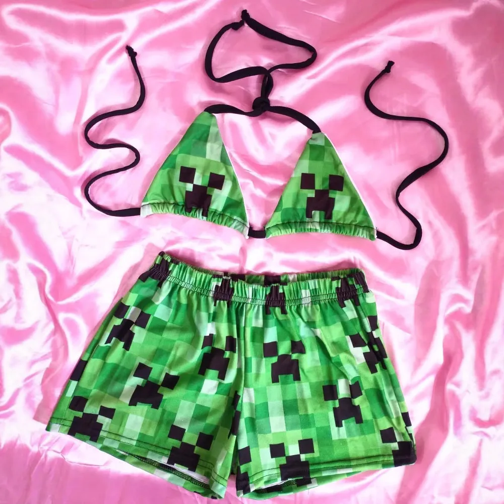 

Y2K Beach Swimwear Gothic Clothes Fashion Plaid Print Grunge Swimsuit Bathing Suits Lace Up Aesthetics Bikini 2-piece Set 2025