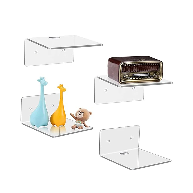 1Pc Acrylic Floating Shelves Wall Shelves Small Clear Shelf Display Ledges Hanging Shelves For Smart Speaker Action