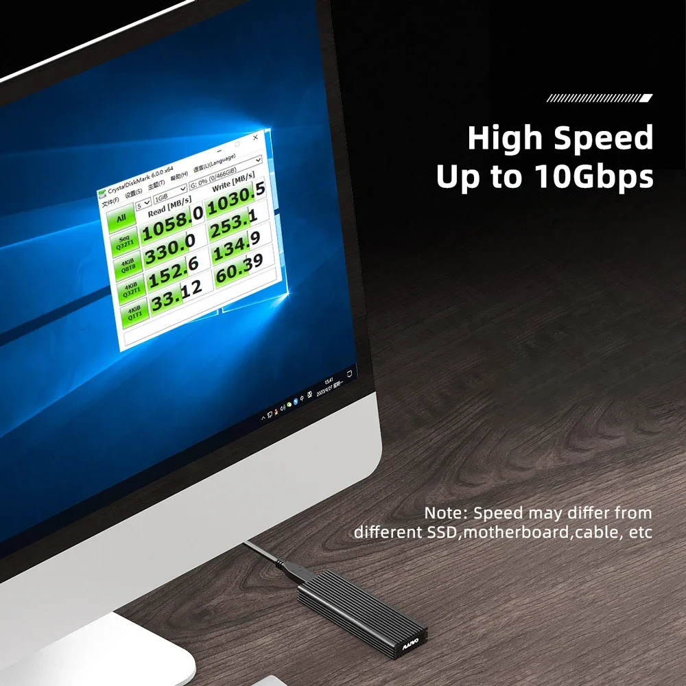 MAIWO M.2 SATA и NVMe комбинированный корпус SSD с алюминиевым радиатором USB3.2 Gen2 Тип C 10 Гбит/с Поддержка UASP для ноутбука