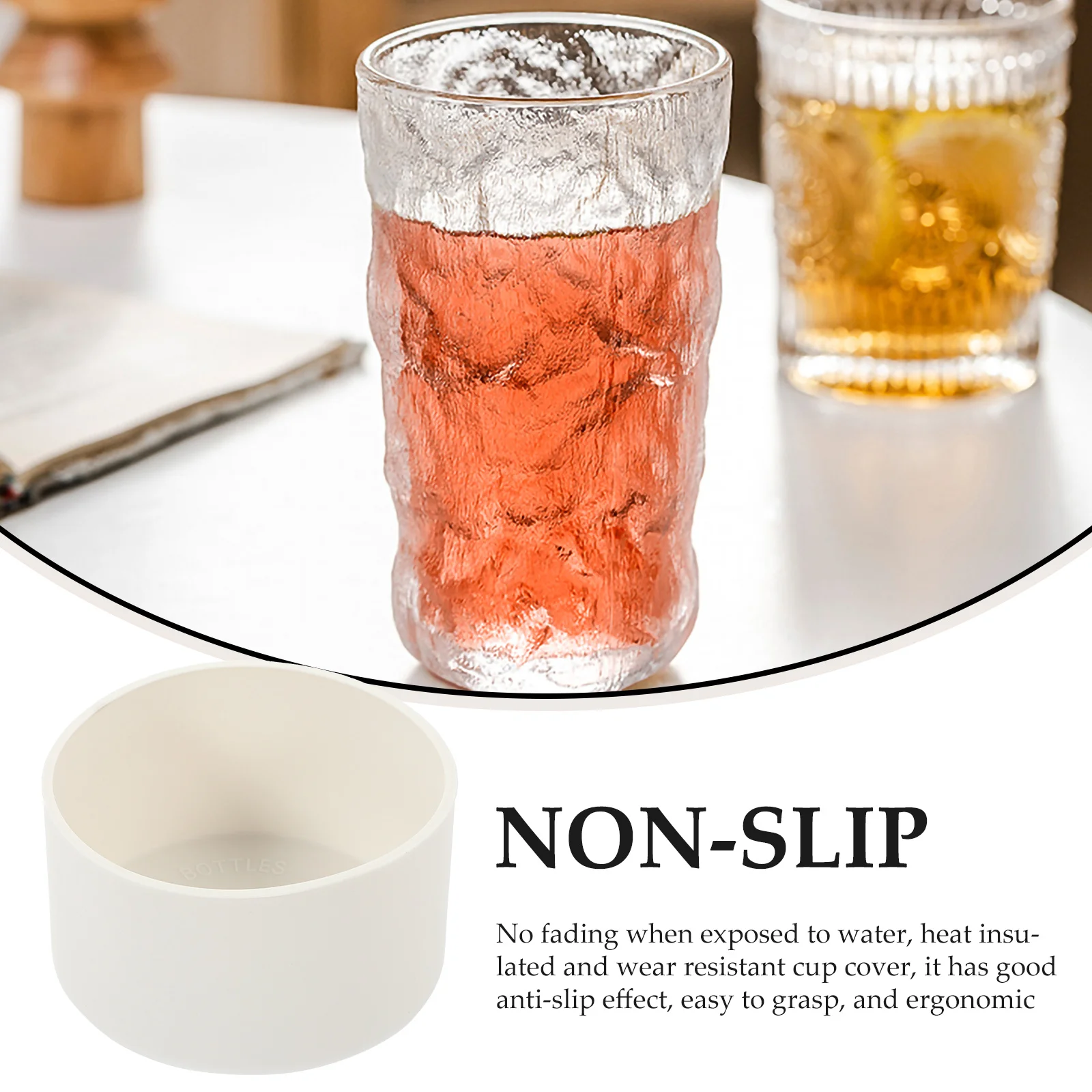 

2Pcs Silicone Cup Bottom Cover Glass Cup Anti-Slip Protector Insulated Wear-Resistant Bottle Sleeve for Home Outdoor Use