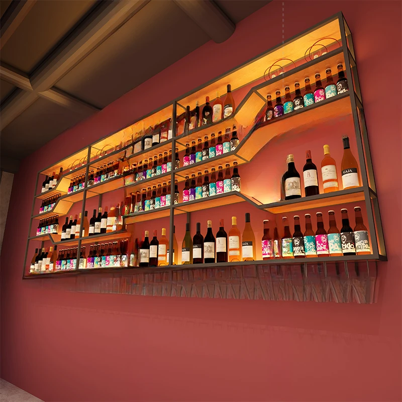 Restaurant Equipment Beverage Cabinet Floating Bar Shelf Modern Nightclub Furniture Entrance Hall Assemble Salon Luxe Corner