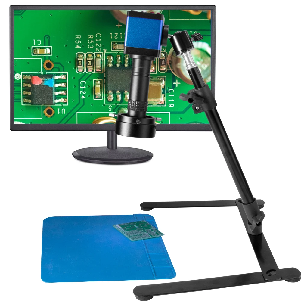 Hdmi Vga Microscópio Digital de Vídeo Industrial Câmera 130x c Montagem Lente Suporte Aéreo 40led Luz para Reparação Solda 13mp 1080p