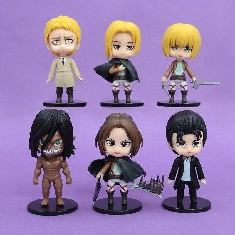 

6Pcs Q-Version Anime Character Attack on Titan Eren Yeager Car Ornament Gift Home Decoration Crafts Small Figurines & Miniatures