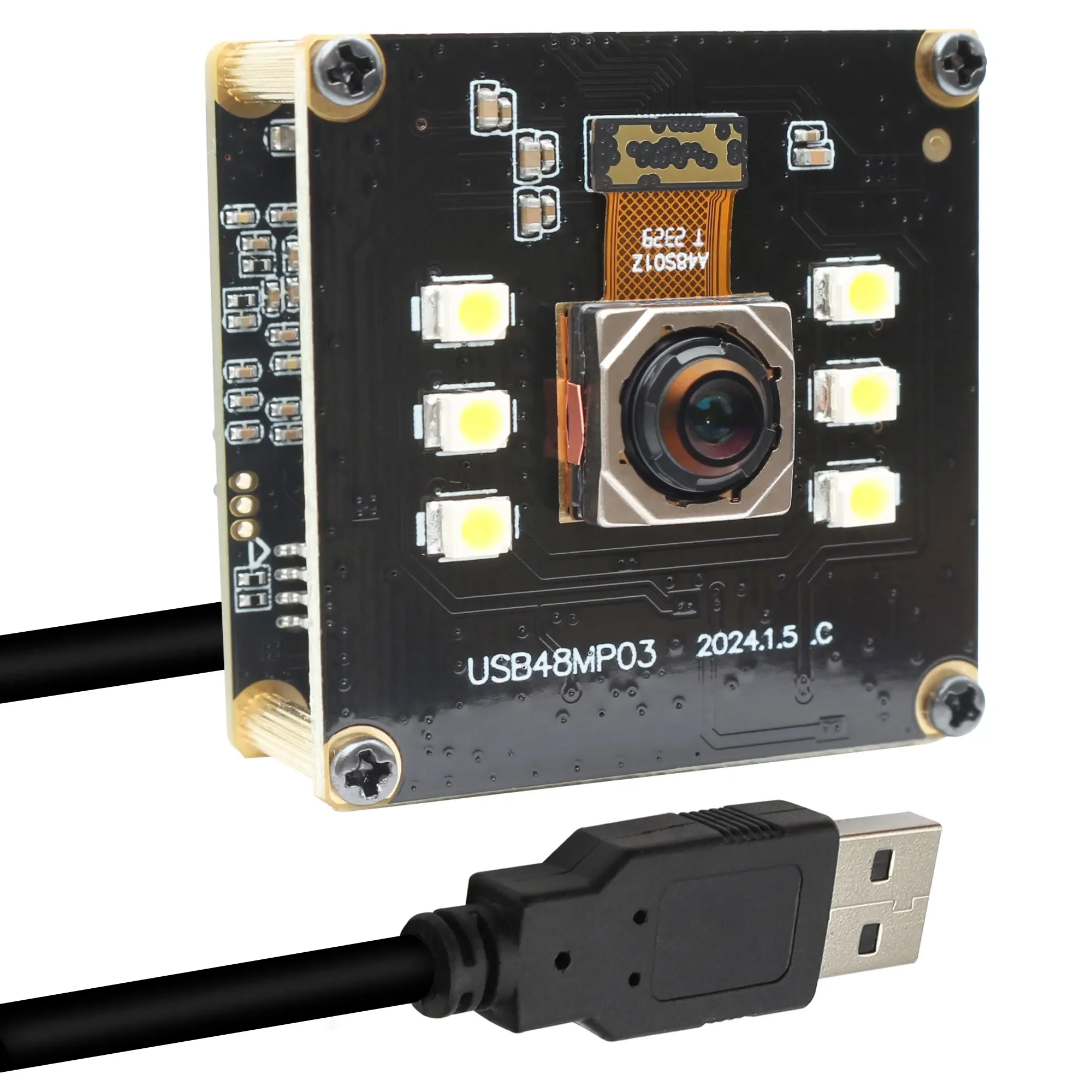 

ELP 48MP Fast Autofocus USB Camera Module 4K 30fps White LED Day Night Vision Mini Webcam with 70 Degree Lens for PC,Pi,Laptop