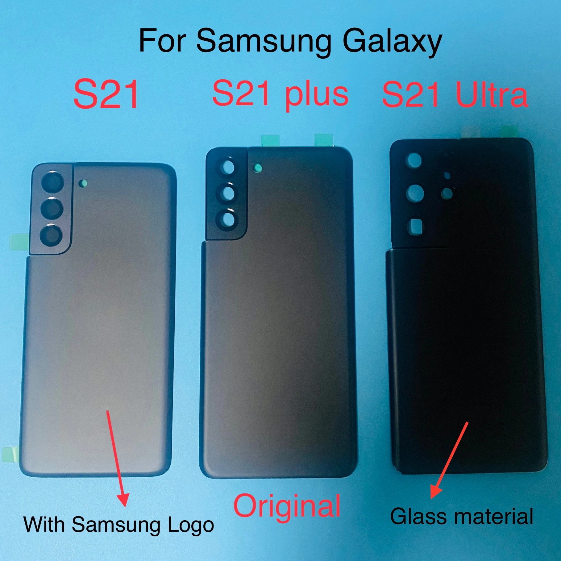 For Samsung Galaxy S21/S21 Plus S21+/S21 Ultra Battery Back Cover Door Rear Glass Housing Case Camera Lens Frame Adhesive