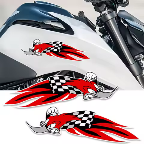 Flame Woodpecker Cartoon Motorcycle Stickers Funny for Motorbike Front Fairing Fuel Tank Electric Scooter Universal Vinyl Decals