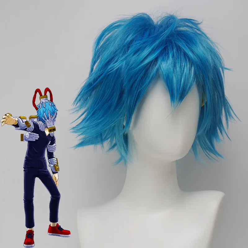 

Парик аниме Аниме Hero Academia Shigaraki Tetsurou Серый Синий Вьющиеся Короткие Волосы Косплей Парик