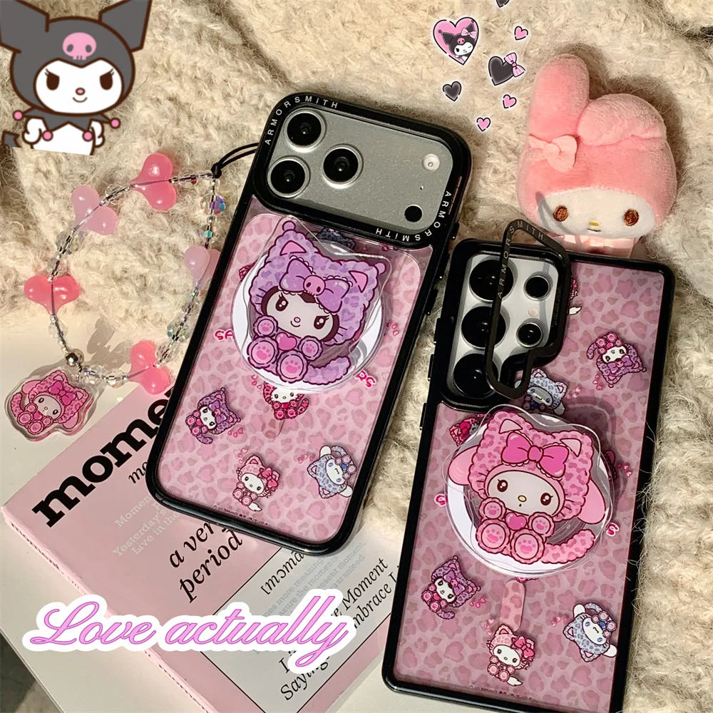 

Cute Kuromi Melody Cartoon Magnetic Phone Case for iPhone 16 17 Pro 15 14 plus 13 12 11 16 Pro Max Cover With Magsafe Stand Fun